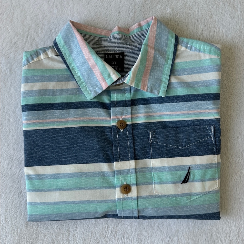 *NWOT* Nautica Toddler Boy Collared Short Sleeve Button Down Shirt